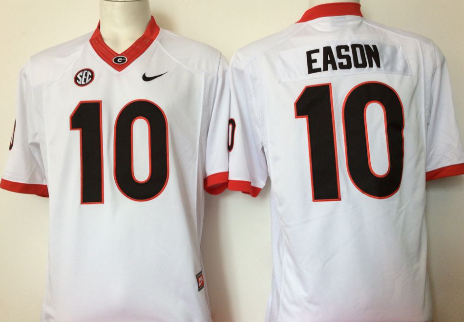 Men's Georgia Bulldogs Jacob Eason #10 White Jersey
